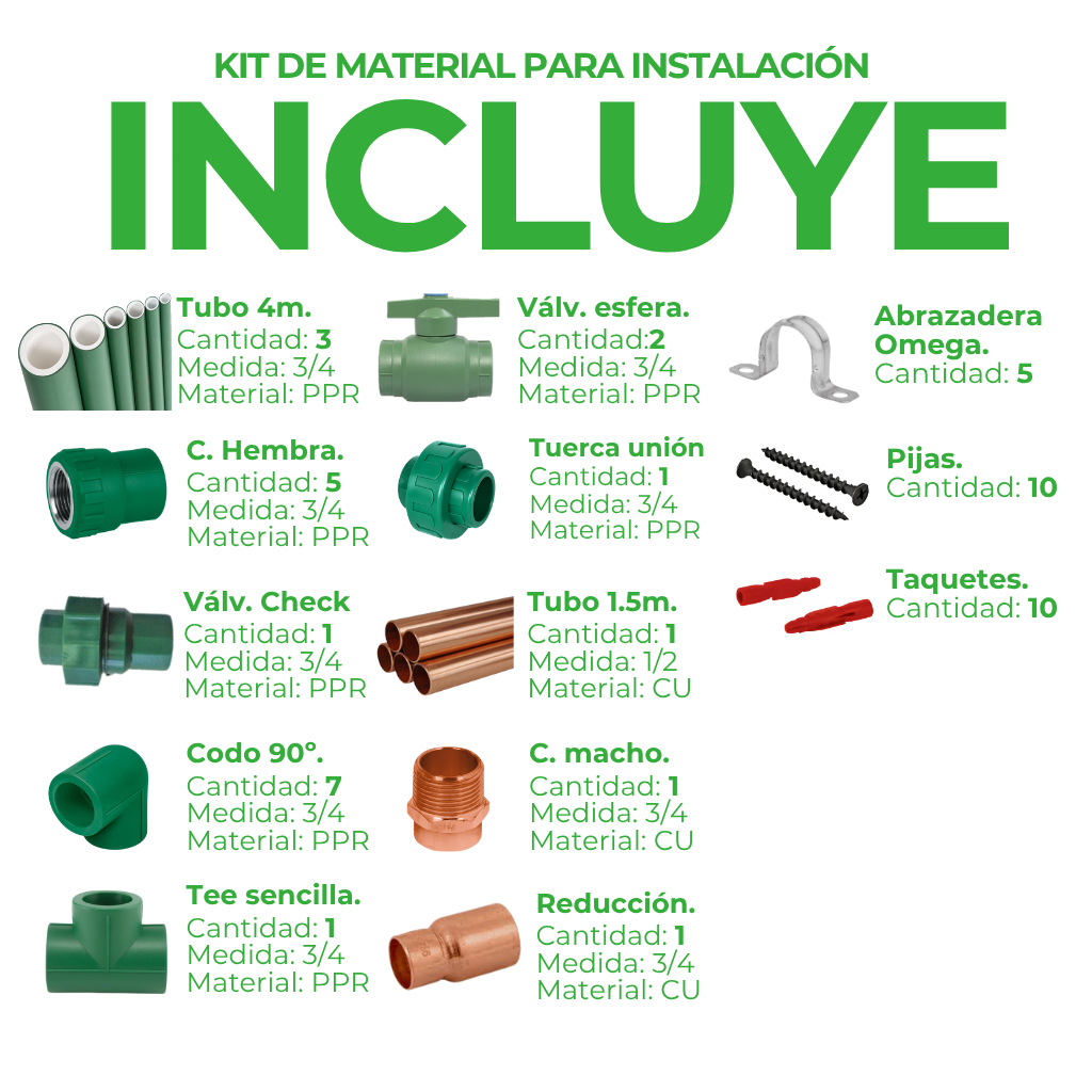 Kit de Material para Instalación de Baja Presión - 2