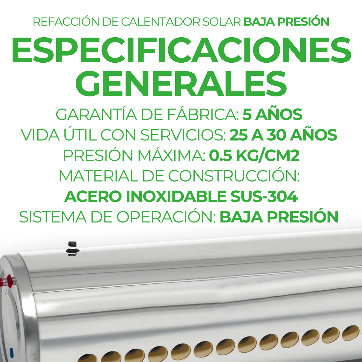 Termotanque de Baja Presión Genérico 240 L (24 tubos)