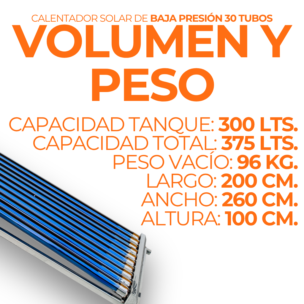 Calentador Solar Mevi 30 Tubos · 360 L · Baja Presión - 2