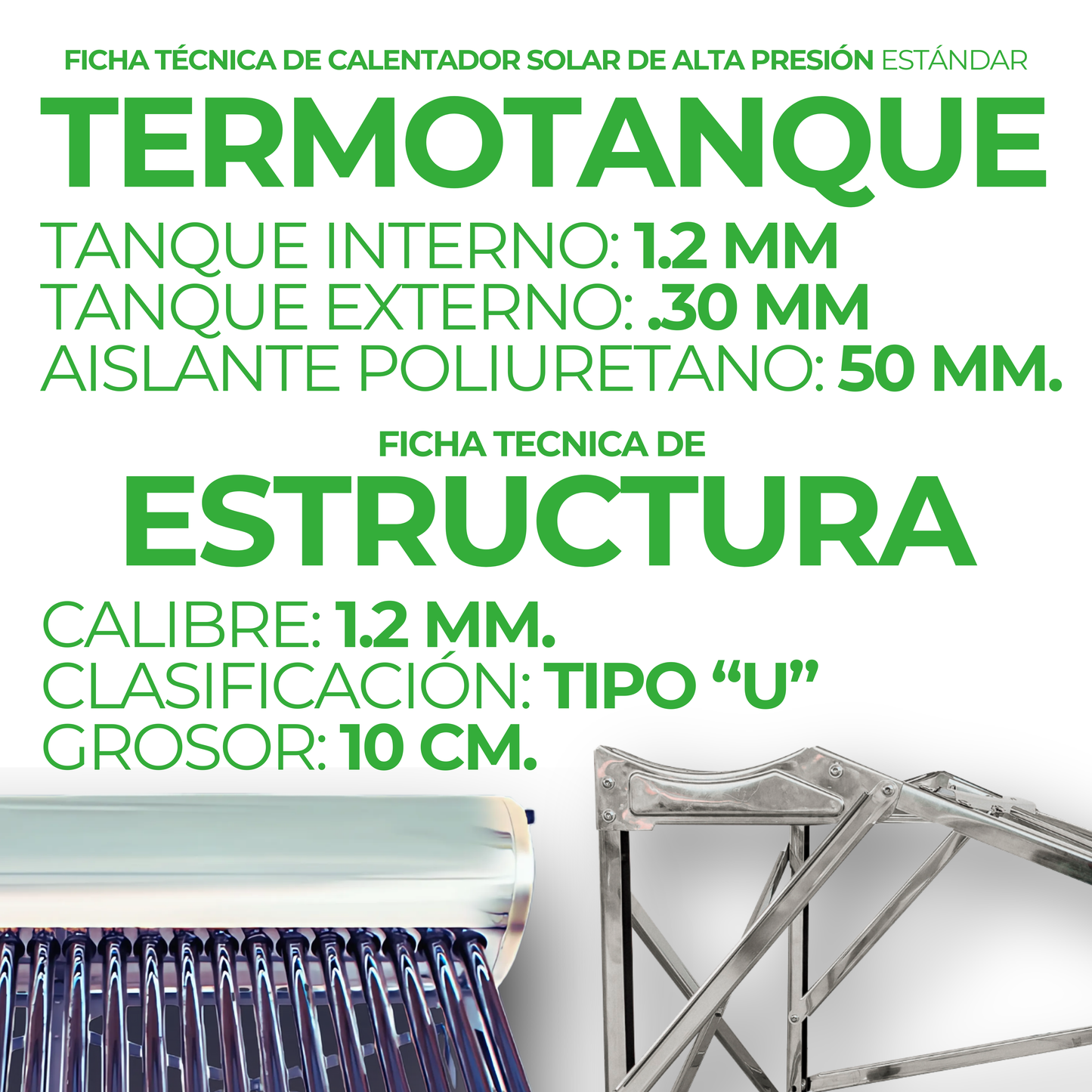 First Earth Calentador Solar 300 L Alta Presión (30 tubos) — Agua caliente para hogares