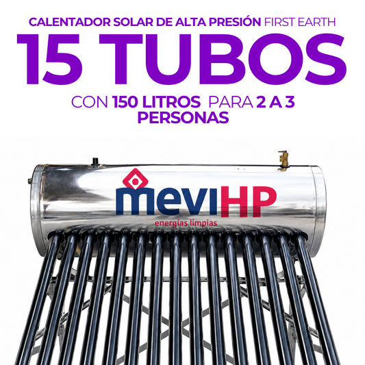 Calentador Solar Mevi Heat Pipe 15 Tubos · 150 L · Alta Presión